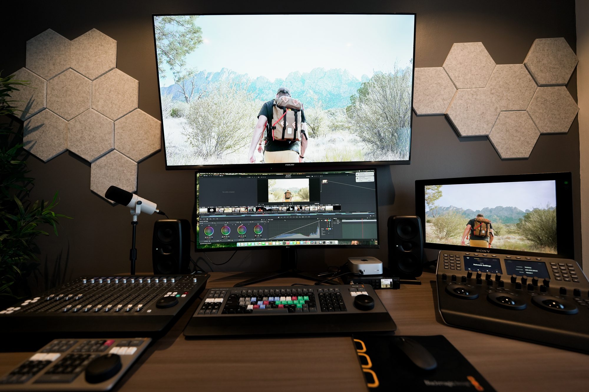 The DaVinci Resolve suite at MCX, grading panel and reference display