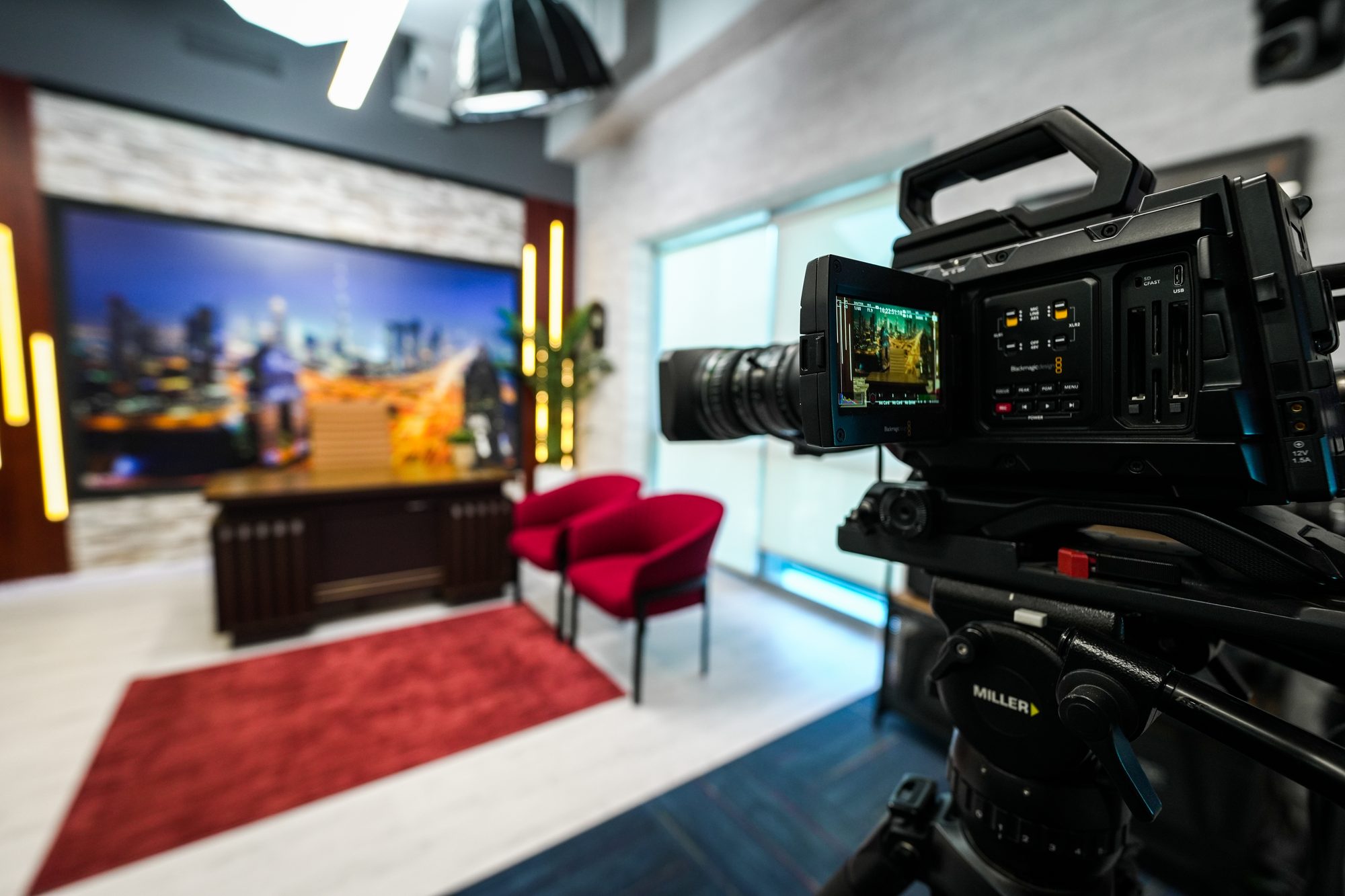 A camera built up on the MCX floor, lens and monitoring rigged